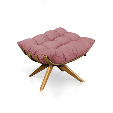 Imagem de Puff Giratório Costela Suede Base Madeira Ma25 Drossi - Rose