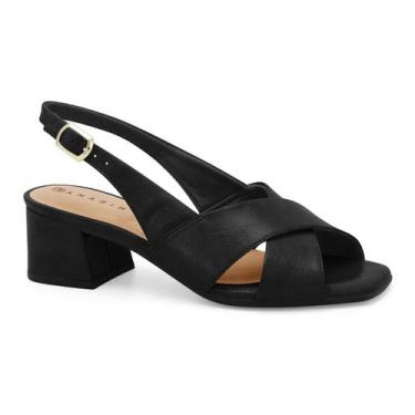 Imagem de Sandália Ramarim Feminina Salto Bloco Tiras Cruzadas Original -, Preto