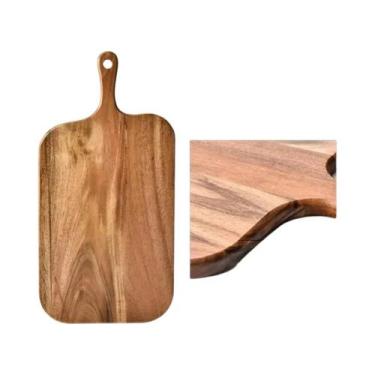 Imagem de Tábua De Corte De Madeira Dupla Face Com Alça Para Servir Queijos E Ch