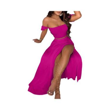 Imagem de Conjunto De Duas Peças Feminino Boêmio: Colete Elástico Ombro a Ombro 