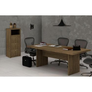 Imagem de Escritório Completo 1 Mesa Para Escritório Me4119 + 1 Arquivo De Escritório Me4118 2 Peças Amêndoa