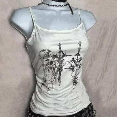 Imagem de Camisetas Cropped Sem Mangas Estilo Y2K Para Mulheres, Estampa De Dese