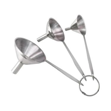 Imagem de Conjunto De 4 Funis Pequenos De Aço Inoxidável Com Escova De Limpeza P