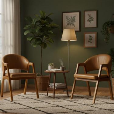 Imagem de Kit 2 Cadeiras Sala de Jantar Premium com Braco Madeira Macica Movellu Home