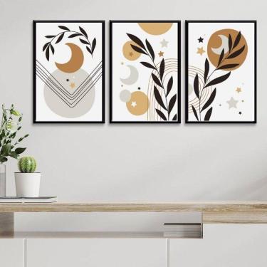 Imagem de Kit 3 Quadros Luas E Estrelas Boho 45X34Cm