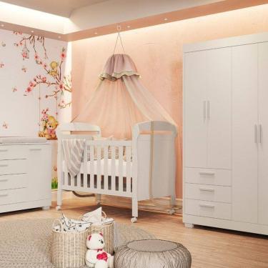 Imagem de Quarto para Bebê Completo com Berço 2 em 1 Zaki Areia Fosco