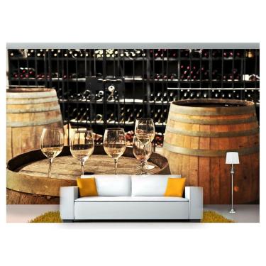 Imagem de Papel De Parede Barril Vinho Adega Bebidas 3D Al74