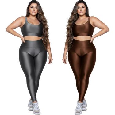 Imagem de KIT 2 Conjunto Fitness Plus Size Top e Calça New Zig 3D Serra e Mar Alta Compressão Academia Treino-Feminino