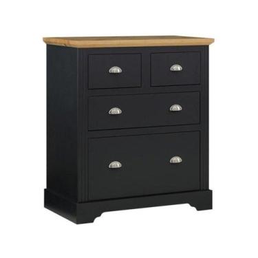 Imagem de Cômoda Retrô Édez Moscow, 4 Gavetas, Madeira Maciça, Grafite - Herval