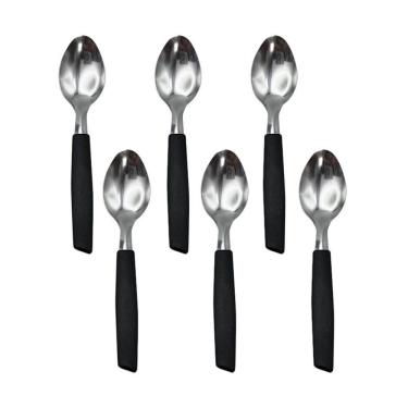 Imagem de Kit 6 Peças Colher De Chá-sobremesa Cabene Cabo Plástico Preto