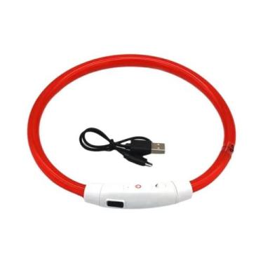 Imagem de Coleira De Cão Com LED De Fibra Óptica Recarregável Por USB, Luminosa 