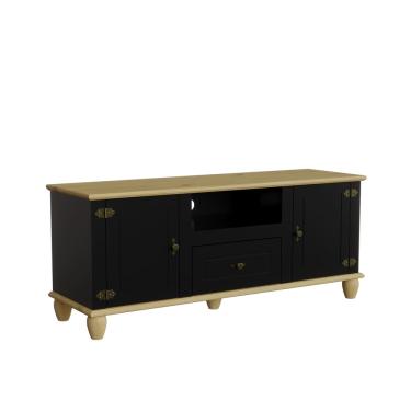 Imagem de Rack TV Retrô 2 Portas 1 Gaveta Preto/Marfim