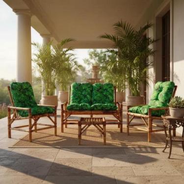 Imagem de cadeiras de varanda e jardim conjunto completo sofá de bambu - A Varan
