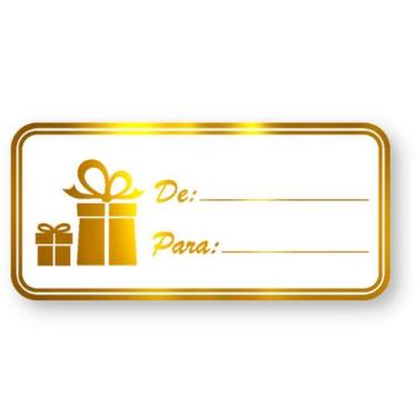 Imagem de Adesivo "De/Para" - Ref. 2111 - Hot Stamping - Dourado - 50 unidades -