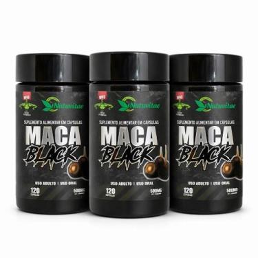 Imagem de Kit 03 ma ca Black negra 120 cápsulas cada 500mg Natuvitae