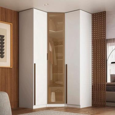 Imagem de Guarda-roupa de Canto Obliquo Reflecta 3 Portas Mdf Altezza Branco