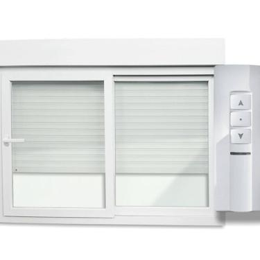 Imagem de Janela Integrada PVC 2 Folhas Vidro Liso com Cremona Motor Controle Remoto Itec Branco