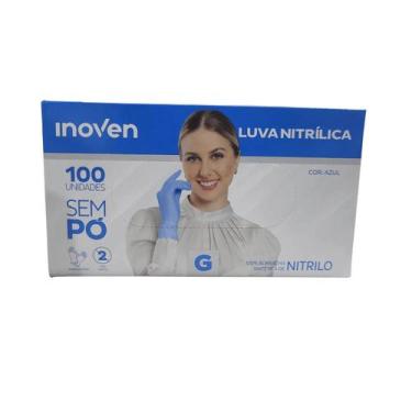 Imagem de LUVA NITRILICA AZUL SEM PÓ CAIXA COM 100 uni INOVEN., G