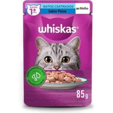 Imagem de Sachê Whiskas para gatos adultos castrados sabor peixe ao molho 85g.