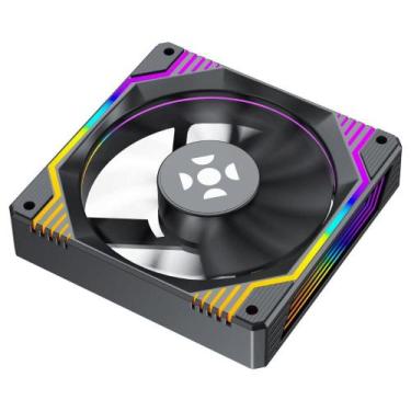 Imagem de Cooler Fan Gamer 120mm Rainbow 4+3 Pin Molex Frosty Preto - Fortrek