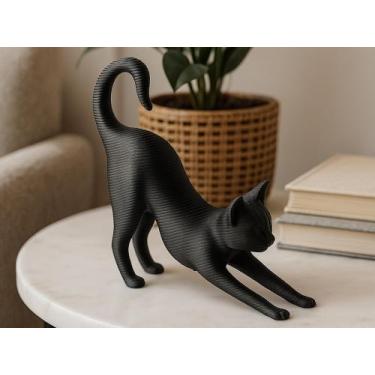 Imagem de Escultura Gato Decore Sala Quarto Escritorio 10cm altura - 3D