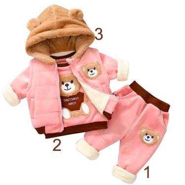Imagem de Conjunto Trijunto Infantil Menina Inverno Colete+camis+calça - anjo da