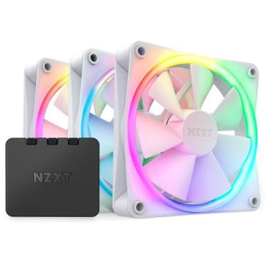 Imagem de Kit Com 3 Ventoinhas NZXT, 120mm, RGB, Branco - RF-R12TF-W1