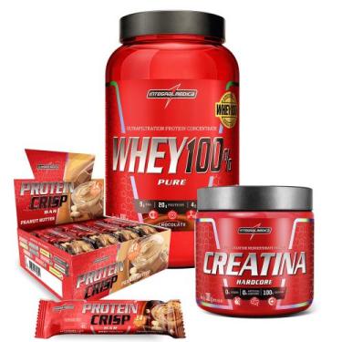 Imagem de Kit Whey 100% Chocolate + Crisps Bar + Creatina 300g - Integralmedica,