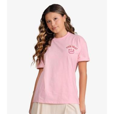 Imagem de T-Shirt Feminina Meia Malha Com Estampa Minty Rosa, 18, Rosa