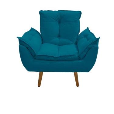 Imagem de Poltrona Opala Com Fibra Siliconada Suede Azul Claro-Pandora Decor  - 