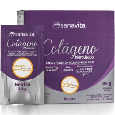 Imagem de Colágeno Hidrolisado Verisol Sanavita 30 sachês Sabor Neutro O melhor Firmeza Elasticid...