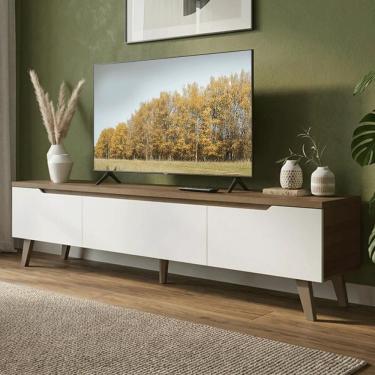Imagem de Rack para TV até 75 Polegadas 180 cm 2 Portas 1 Gaveta Rustic/Branco Dune Madesa
