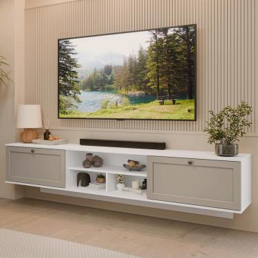 Imagem de Rack Suspenso para TV até 80 Polegadas 218 cm 2 Portas Branco/Crema Vik Madesa