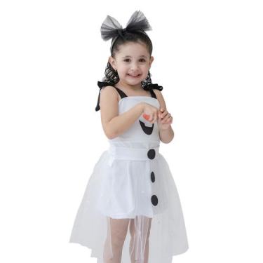 Imagem de Vestido Infantil Fantasia Menina Halloween Branco Tiara - anjo da mamã