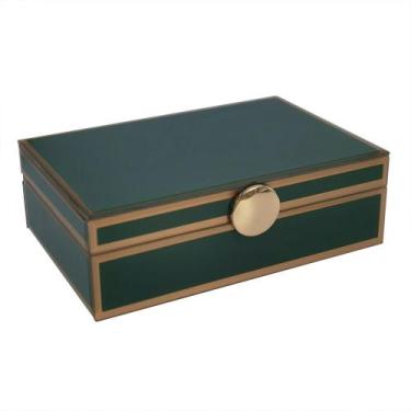 Imagem de Porta Joias em Vidro Verde com Detalhes Dourado 24cm AI0039 BTC