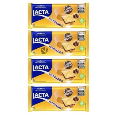 Imagem de Kit 4 Barra de Chocolate Lacta Recheada Ouro Branco 98g