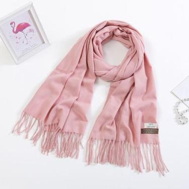 Imagem de Cachecol Lenço Xale Hijab Echarpe Manta Pashmina Unissex Cor:NudeTaman
