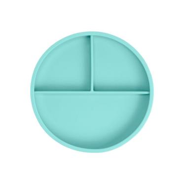 Imagem de Prato Alimentação Infantil Bebê Freso Baby Blw Ia Silicone Livre De Bpa Com Ventosa E Divisória Verde