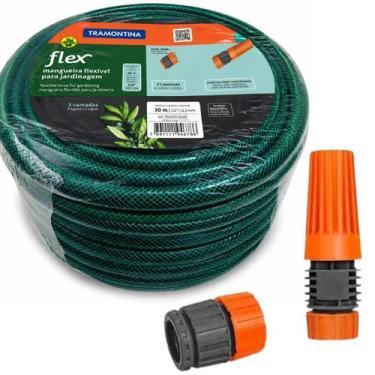 Imagem de Mangueira de Jardim Flexível Tramontina Flex 30 Metros Acompanha Esqui