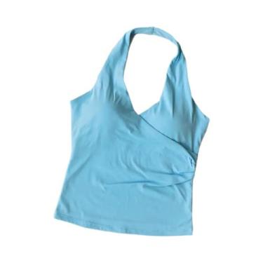 Imagem de Top De Yoga E Fitness Feminino Sexy Com Decote Em V E Alças Cruzadas, 