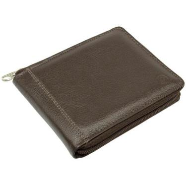 Imagem de Carteira Masculina De Couro Legítimo Genuíno Zíper + Chaveiro Caixa Pr