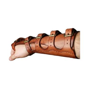 Imagem de Bracelete De Couro Masculino Medieval Viking Steampunk Gótico Com Five