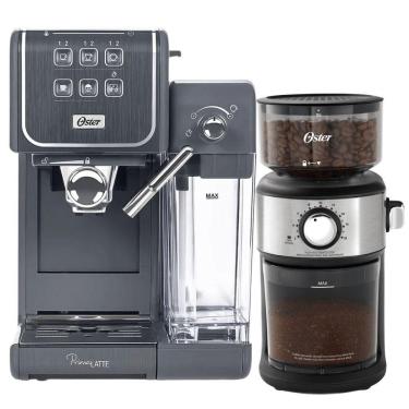 Imagem de Cafeteira Expresso Oster Primalatte Touch com Moedor Precision 18 Níveis Cinza 110V