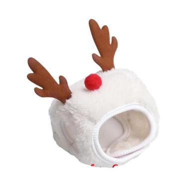 Imagem de Chapéu De Natal Fofo Para Pets Com Chifres, Lenço De Saliva E Cachecol