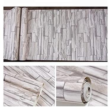 Imagem de WSWJDW Tijolo Stone 3D Papel de Parede PVC À Prova D 'Água Pedra Vintage Papel De Parede Texturizado Sala De Estar Quarto Café Bar Decoração Retro Adesivo Tijolo, 1,53cmx10m