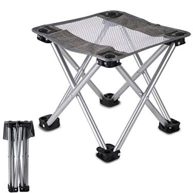 Imagem de Yajun Banquinho dobrável de malha oca cadeira de pesca portátil para casa, assento relaxante para pesca, festival, piquenique, churrasco, praia, cinza, P