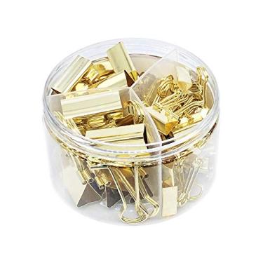 Imagem de Grampos de papel dourados para fichário, conjunto de tamanhos variados (pequeno, médio, grande) para escritório, escola e suprimentos domésticos