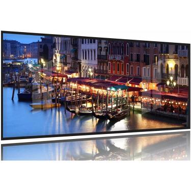 Imagem de Quadro Cidade Veneza Paisagem Noturna Para Sala 130x60 Moldura Preta 2x2