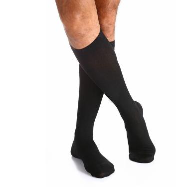 Imagem de Meia Panturrilha (3/4) Masculina Sigvaris Cotton Comfort 20-30 mmHg Preta M (Tamanho Médio) Longo, Ponteira Fechada