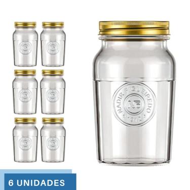 Imagem de 6 Pote Americano Mantimento Café Vidro Vintage 1,5L Nadir